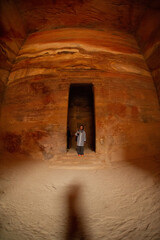 Tourist visiting Petra Jordan