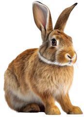 Obraz premium Close up of a brown rabbit isolated on white background as transparent PNG, generative AI animal