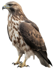 Close up of a buzzard bird isolated on a transparent or white background as PNG, generative AI animal - obrazy, fototapety, plakaty