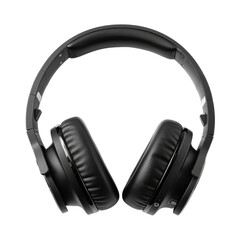 Black headphones isolated on white, transparent background, PNG, ai