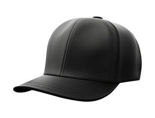 Black baseball cap isolated on white, transparent background, PNG, mockup, ai