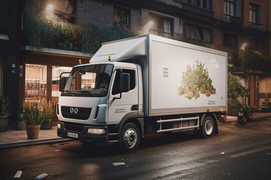Compact delivery truck for food & goods. Generative AI