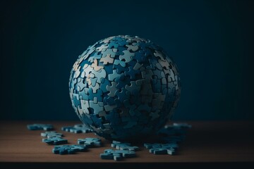 Global autism awareness day depicted in togetherness campaign on blue background. Generative AI