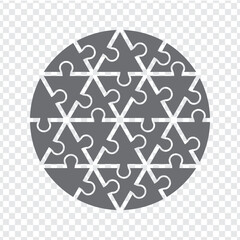 Simple icon circle puzzle in gray on transparent background. Simple icon puzzle of the triangles twenty four elements. Vector illustration EPS10.