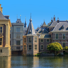 Fototapeta na wymiar Binnenhof is a historic building complex in The Hague, Netherlands. And the office of the Prime Minister of the Netherlands.