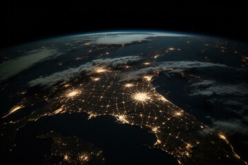Night-time view of the United States from space. Generative AI