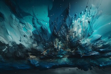 Abstract blue landscape painting. Generative AI