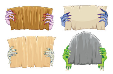 Zombie with signs set