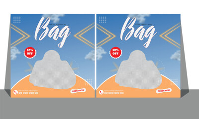 Editable Food social media post template social media marketing banner ads with icon bag