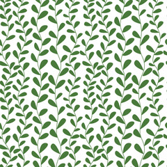 Vector vectical leaves seamless pattern. Green leaf plant seamless pattern