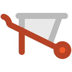 Bold line icon of a wheelbarrow 