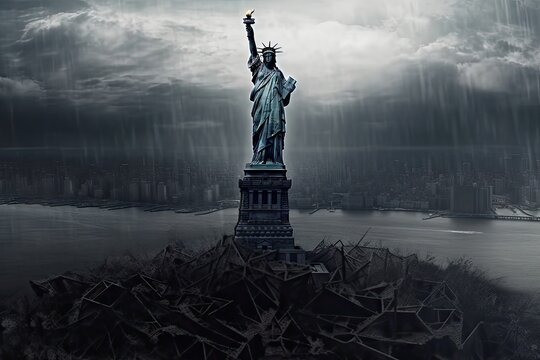 Apocalypse in New york. Fantasy concept about apocalyptic scenario