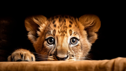 Fototapeta na wymiar lion cub baby small . Generative AI
