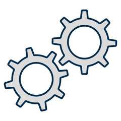 Cogwheel group black vector icon. animated gray gears. Vector illustration.