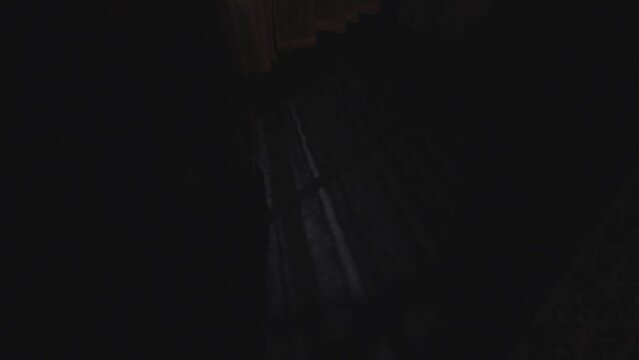 This video shows lightning silhouettes flashing through old lace curtain covered windows.