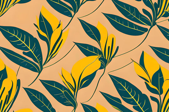 Yellow bananas pattern on a trendy beige background