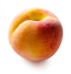 Fresh peach fruit isolated on white background with clipping path.