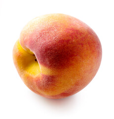 Fresh peach fruit isolated on white background with clipping path.