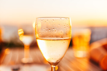 White wine during sunset, Greece