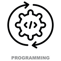 The programming icon represents the essence of coding and software development, capturing the core concepts of logic, creativity, and problem-solving.