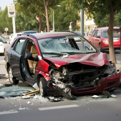 Car crashed after the road accident