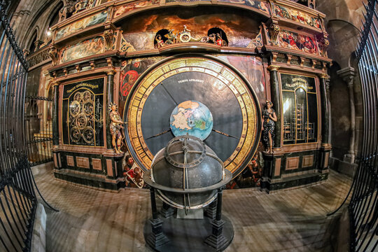 Detail of the astronomical clock inside Notre-Dame de Strasbourg Cathedral, France