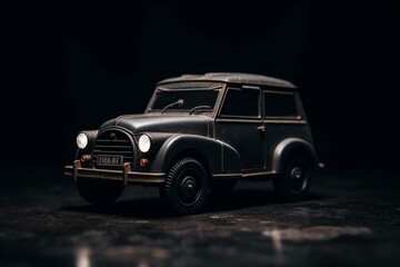 Obraz na płótnie Canvas Small dark vehicle on plain backdrop. Generative AI