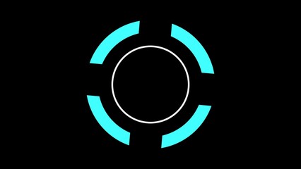 Circles loading icon loop out animation on dark background. 3D animation.