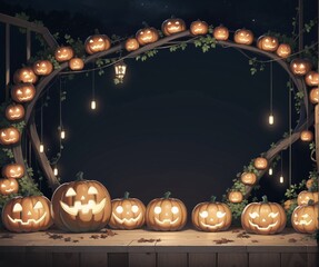 halloween background with pumpkins.Created with Generative AI
