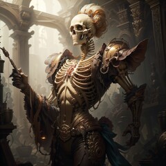 Skeleton with armor.Created with Generative AI