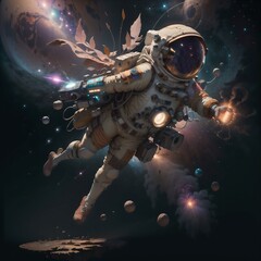 Fototapeta premium Astronaut flying on space.Created with Generative AI