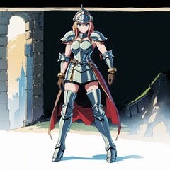 Naklejka premium Knight woman.Created with Generative AI