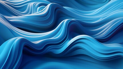 Textile Flow with Abstract Swirls and Folds, Close-up of a vibrant blue wave pattern of waves, graphic fluidity, soft and rounded forms