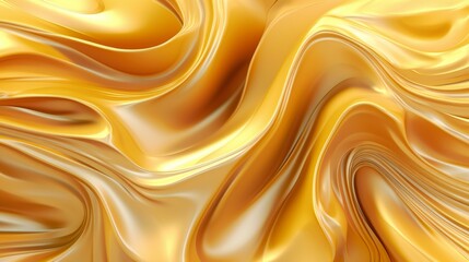 Fototapeta premium Metallic gold flowing fabric, close up 