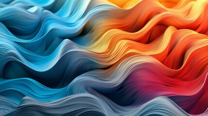 Obraz premium different colors of waves and wave shapes in an abstract pattern, in the style of layered fibers, colorful mindscapes, light indigo and orange