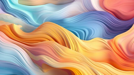 3D texture of vibrant pastel colored waves, fluid, soft and rounded forms