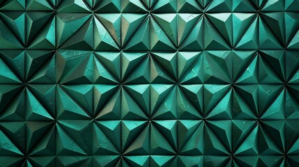 green geometric 3d triangles pattern, close up