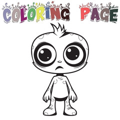 Cute Monster Black And White Illustration For Coloring Page And Coloring Page Kids Vector, White Background Halloween Monsters 