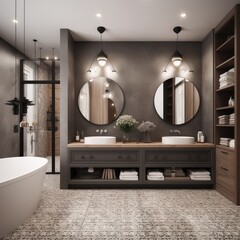 bathroom interior with furniture