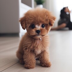 chihuahua puppy sitting on a bed