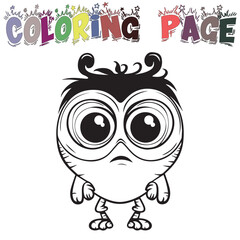 Cute Monster Black And White Illustration For Coloring Page And Coloring Page Kids Vector, White Background Halloween Monsters 