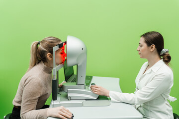 Corneal topography eye vision test for visual description of the shape and power of the cornea....