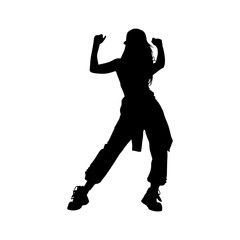 Fototapeta na wymiar Vector illustration. Hip hop dancer silhouette. Girl on the move.