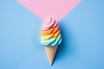 vibrant ice cream cone on a pastel background. Generative AI