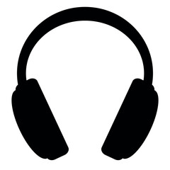 Headphones - black and white simple symbol silhouette of circumaural headphones, vector illustration isolated on white