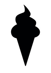 ice cream silhouette - black and white symbol of soft serve ice cream in a cone, vector illustration isolated on white