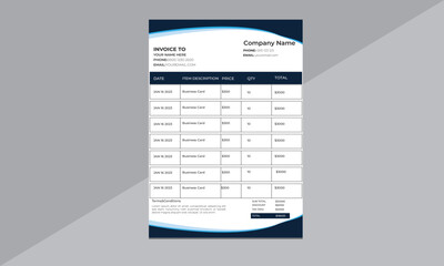 Invoice minimal design template. Bill form business invoice accounting. Modern and Creative design.