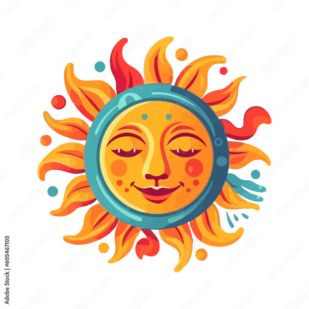 Sticker Bright yellow sun ball brings summer fun