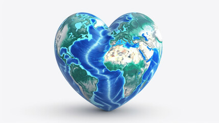Weltkugel in Herzform. Symbolisch für den Weltherztag (World Heart Day). (Generative AI)