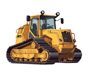 Yellow bulldozer digging dirt on construction site © djvstock